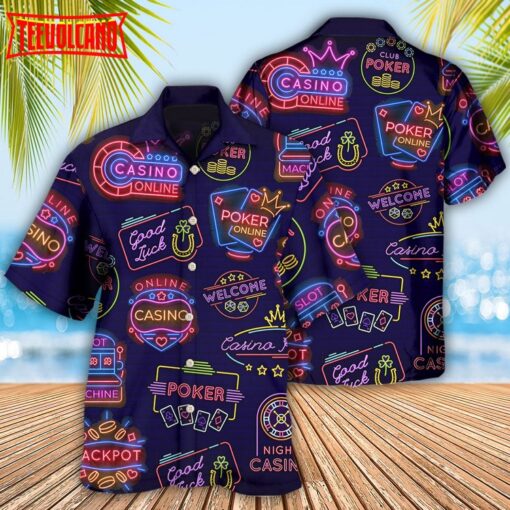 Poker Neon Casino Art Hawaiian Shirt