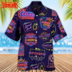 Poker Neon Casino Art Hawaiian Shirt