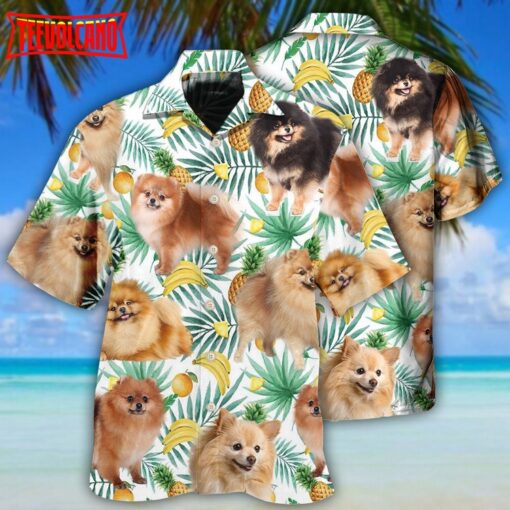 Pomeranian Dog Banana Tropical Hawaiian Shirt