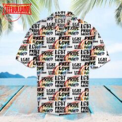 Pride Parade LGBT Free Love Hawaiian Shirt Summer Button Up