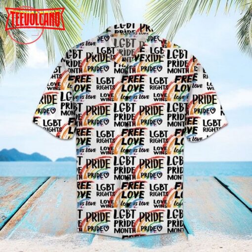 Pride Parade LGBT Free Love Hawaiian Shirt Summer Button Up