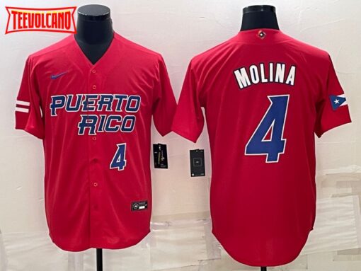 Puerto Rico Yadier Molina Red Blue Replica 2023 World Baseball Classic Jersey