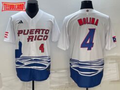 Puerto Rico Yadier Molina White Red Replica 2023 World Baseball Classic Jersey