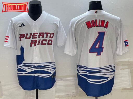 Puerto Rico Yadier Molina White Replica 2023 World Baseball Classic Jersey