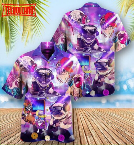 Pug Dog Feeling Music With Pugs Hawaiian Shirt