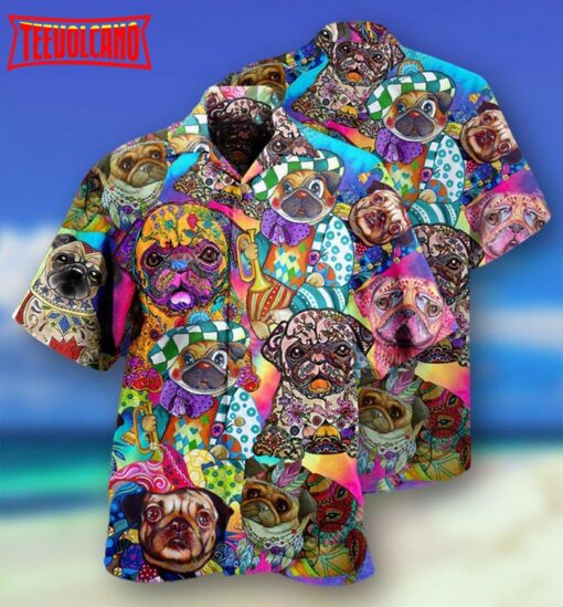 Pug Dogs Colorful Cute Hawaiian Shirt