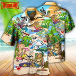 Puppy Funny Beaches Happy Summer Hawaiian Shirt