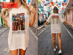 Retro Jonas Brothers 5 albums 1 night Double Side Shirt, Nick Joe Kevin Jonas Tour Tshirt