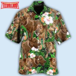 Rhodesian Ridgeback Dog Tropical Floral Style Hawaiian Shirt