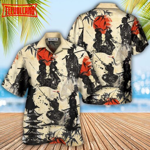 Samurai Mountain Sketch Art Hawaiian Shirt