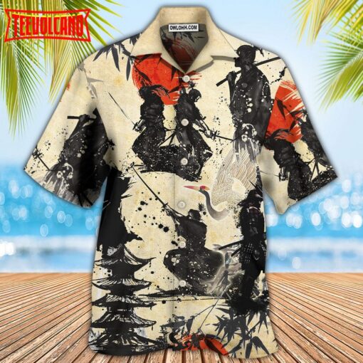 Samurai Mountain Sketch Art Hawaiian Shirt