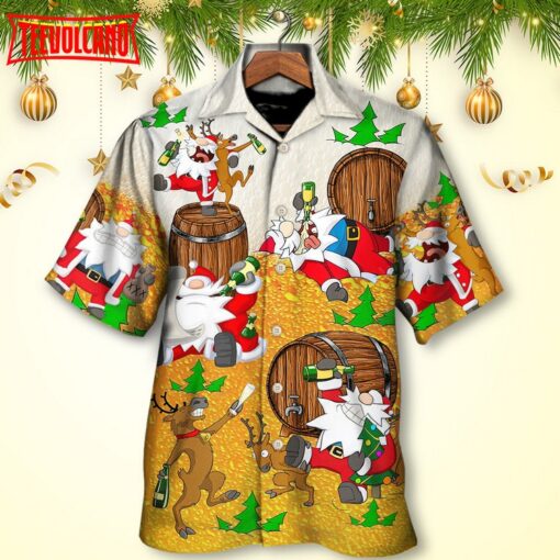 Santa Claus Drunk Beer Funny Happy Xmas Hawaiian Shirt