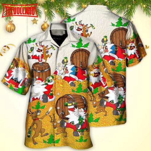 Santa Claus Drunk Beer Funny Happy Xmas Hawaiian Shirt