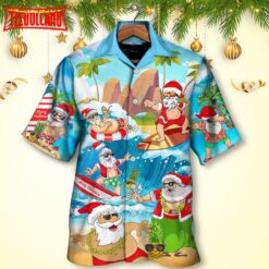 Santa Claus On The Beach Mele Kalikimaka Hawaiian Shirt