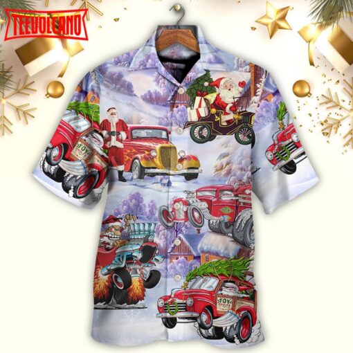 Santa Hot Rod Christmas Tree Merry Xmas Hawaiian Shirt