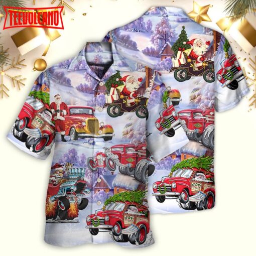 Santa Hot Rod Christmas Tree Merry Xmas Hawaiian Shirt