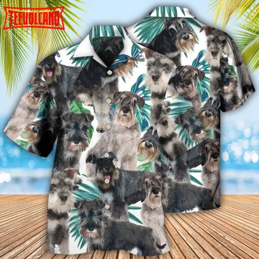 Schnauzer Dog Tropical Leaf Cool Hawaiian Shirt