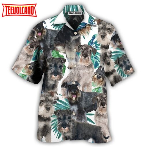 Schnauzer Dog Tropical Leaf Cool Hawaiian Shirt