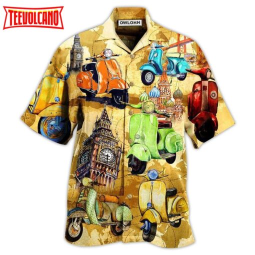 Scooter Life Is Short The World Is Wide Stunning Color Hawaiian Shirt