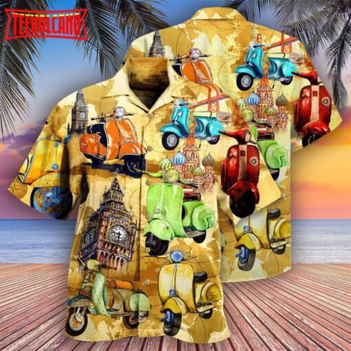 Scooter Life Is Short The World Is Wide Stunning Color Hawaiian Shirt