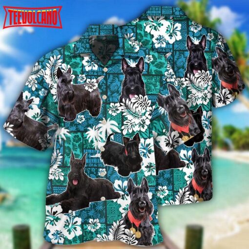 Scottish Terrier Dog Lovely Tribal Tropical Hawaiian Shirt