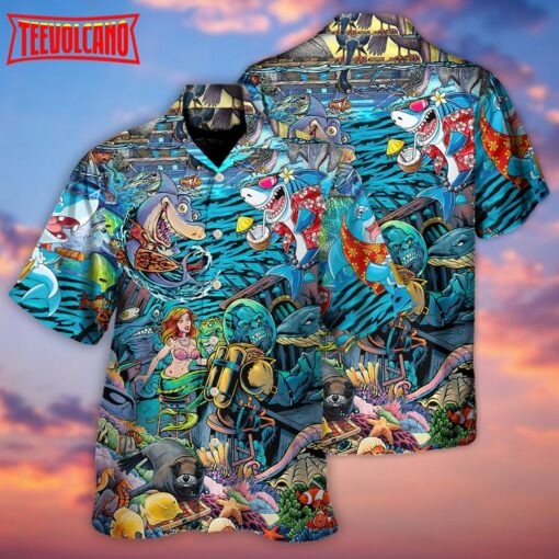 Shark Bar With Animal Underwater Hawaiian Shirt