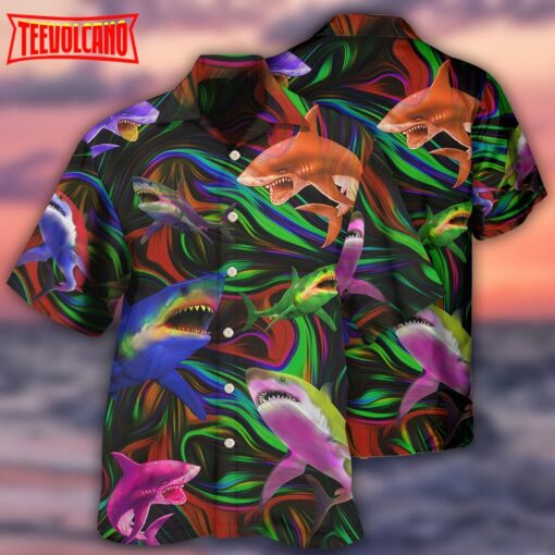 Shark Neon Style Lover Hawaiian Shirt