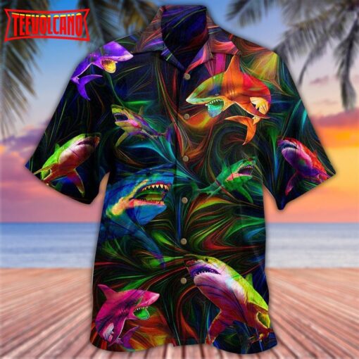 Shark Neon Style Lover Hawaiian Shirt