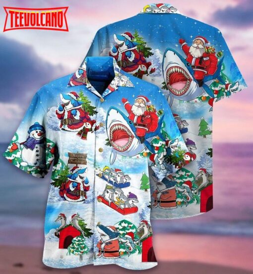 Shark Santa Love Xmas Hawaiian Shirt