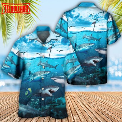 Shark Undersea Darkness Art Hawaiian Shirt