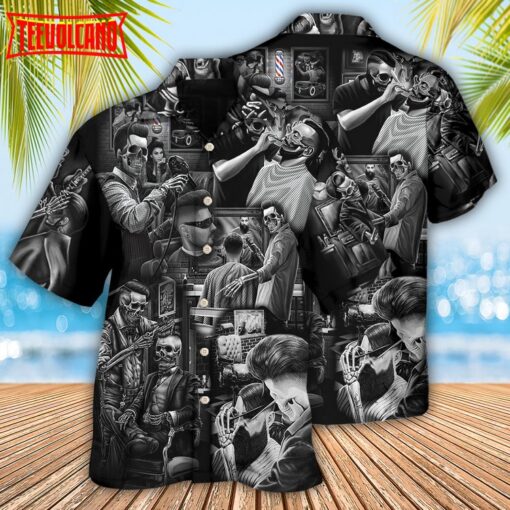 Skull Barber Hairdresser Style Hawaiian Shirt