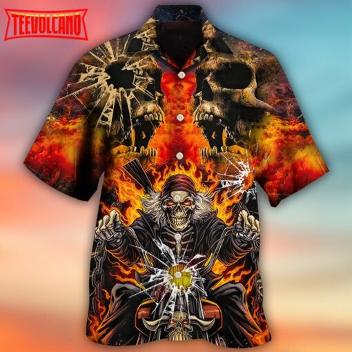 Skull Biker Style Hawaiian Shirt