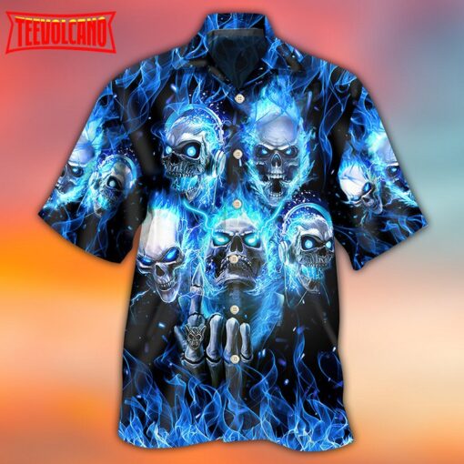 Skull Blue Skull Angry Style Hawaiian Shirt