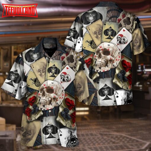 Skull Gambling Card Retro Art Hawaiian Shirt