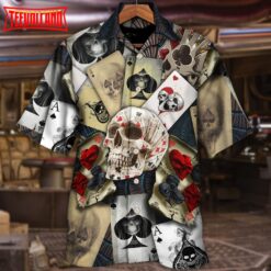 Skull Gambling Card Retro Art Hawaiian Shirt