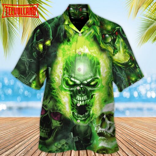 Skull Green Fear No Man Hawaiian Shirt