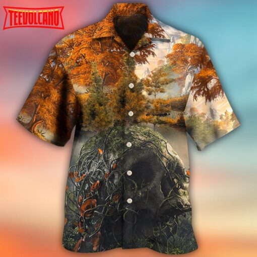 Skull Into The Forest I Go Hiking Lover Camping Hawaiian Shirt