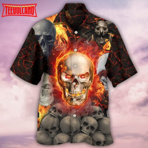 Skull Lava On Fire Hawaiian Shirt