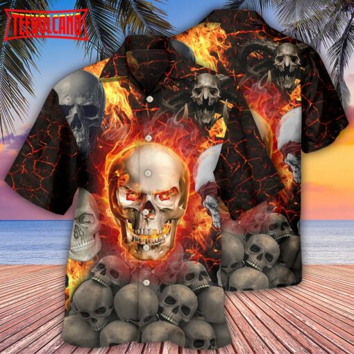 Skull Lava On Fire Hawaiian Shirt