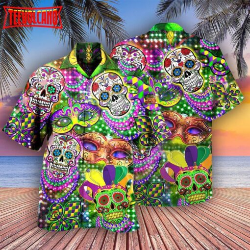 Skull Mardi Gras Hawaiian Shirt