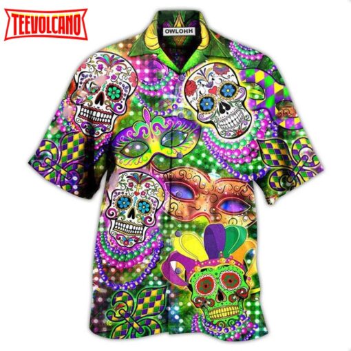 Skull Mardi Gras Hawaiian Shirt