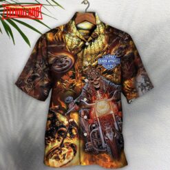 Skull Motorcycle Racing Fast Fire Hawaiian Shirt