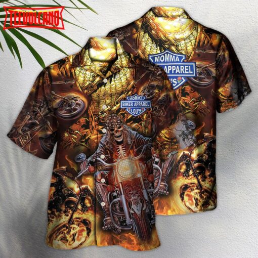 Skull Motorcycle Racing Fast Fire Hawaiian Shirt