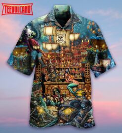 Skull Pirate Treasure Night On The Sea Style Hawaiian Shirt