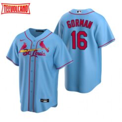 St. Louis Cardinals Nolan Gorman Light Blue Alternate Replica Jersey