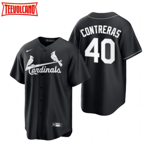 St. Louis Cardinals Willson Contreras Black White Fashion Replica Jersey