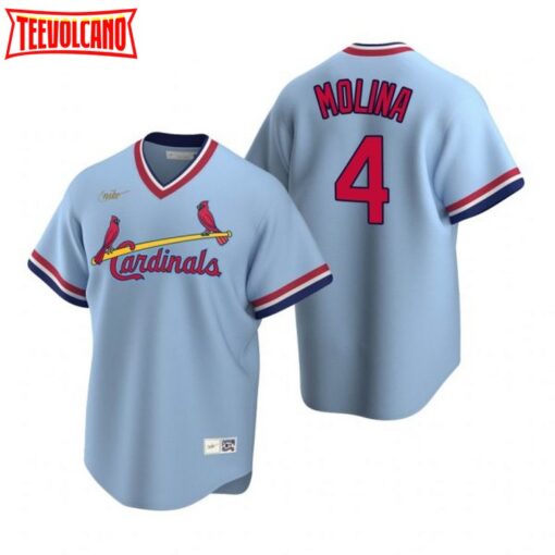 St. Louis Cardinals Yadier Molina Light Blue Cooperstown Road Jersey