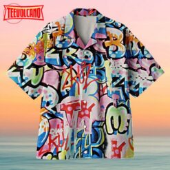 Tag You’re It Bright Multi Urban Graffiti Hawaiian Shirt