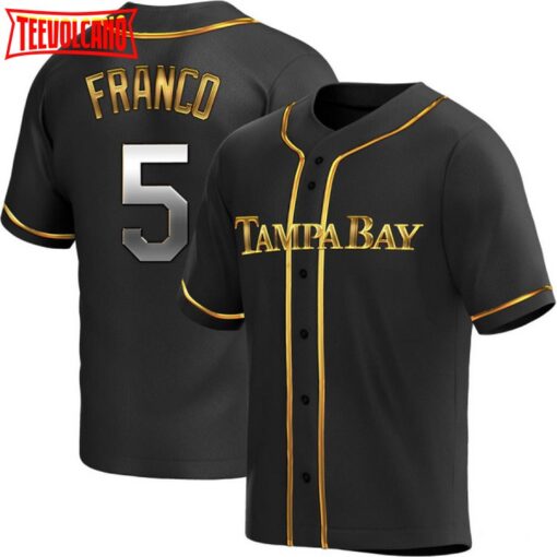 Tampa Bay Rays Wander Franco Black Golden Replica Jersey