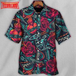 Tattoo Red Rose Heart Hawaiian Shirt